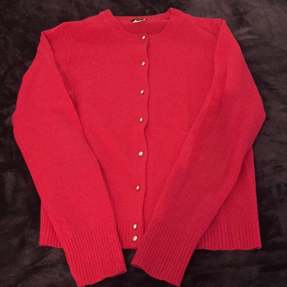 J. Crew Sweaters - J Crew Bright Rose crystal button cardigan